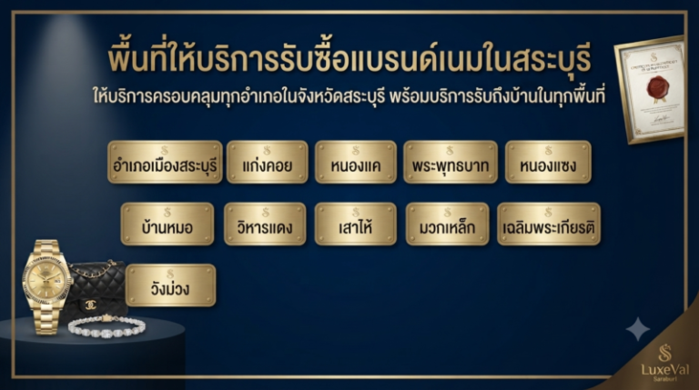 พื้นที่ให้บริการรับซื้อแบรนด์เนมครอบคลุมทุกอำเภอในสระบุรี