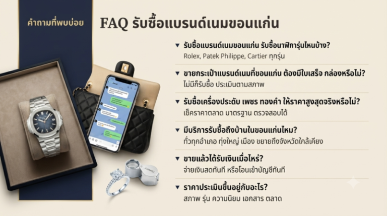คำถามสำหรับติดต่อบริการรับซื้อแบรนด์เนมทั่วจังหวัดขอนแก่น รับถึงบ้านทุกอำเภอ