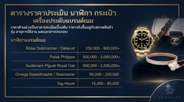 รับซื้อแบรนด์เนม สระบุรี นาฬิกา กระเป๋า เครื่องประดับ ให้ราคาสูงสุด 1 รับซื้อนาฬิกา Rolex Patek Philippe สระบุรี ราคาสูง