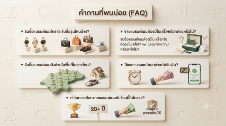รับซื้อแบรนด์เนมโคราช นาฬิกา กระเป๋า รองเท้า ราคาสูง 4 คำถามที่พบบ่อย รับซื้อแบรนด์เนมนครราชสีมา