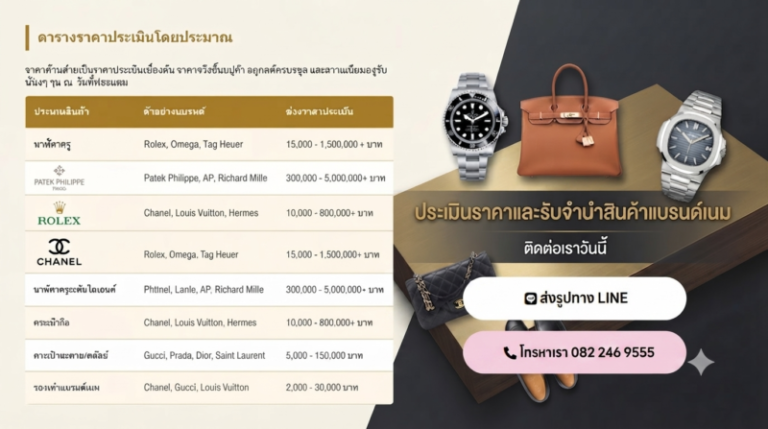 รับซื้อแบรนด์เนม อยุธยา นาฬิกา กระเป๋า รองเท้า ให้ราคาสูง 2 ตารางราคาประเมินนาฬิกาและกระเป๋าแบรนด์เนม รับซื้อนาฬิกา กระเป๋า รองเท้า อยุธยา ให้ราคาสูง