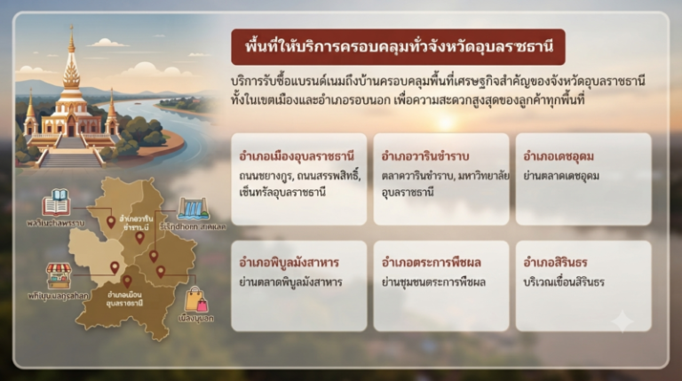 พื้นที่ให้บริการรับซื้อแบรนด์เนม อำเภอเมืองอุบลราชธานี วารินชำราบ เดชอุดม