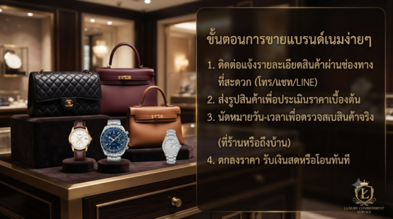 รับซื้อแบรนด์เนม ลพบุรี นาฬิกา กระเป๋า เครื่องประดับ ราคาดี 2 ขั้นตอนรับซื้อแบรนด์เนม ลพบุรี นาฬิกา กระเป๋า เครื่องประดับ ราคาดี ประเมินฟรี